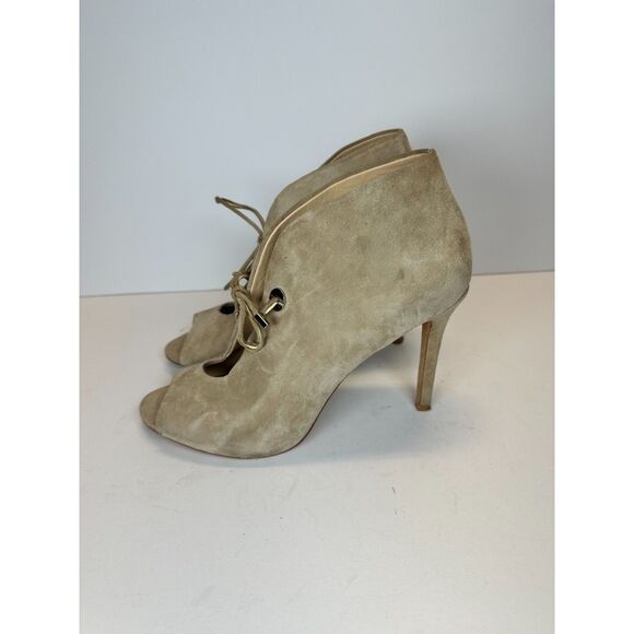 Badgley Mischka Women's Size 8 Beige Peep Toe Stiletto Heel Bootie EUC - Picture 3 of 8